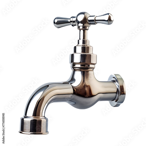 silver basin mixer isolated on a gray background