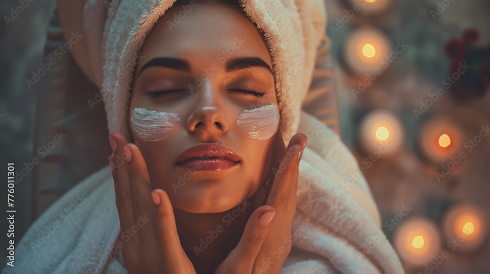 Beautiful woman having a head massage at a spa salon, close up view, high detail, ultra realistic photo Beautiful woman having a head massage at a spa salon, close up view, high detail, ultra realistic photo
