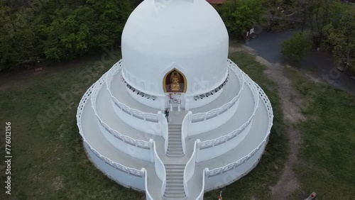 Aerial view of the Buddhist temple Zalaszantoi Sztupa in Hungary photo