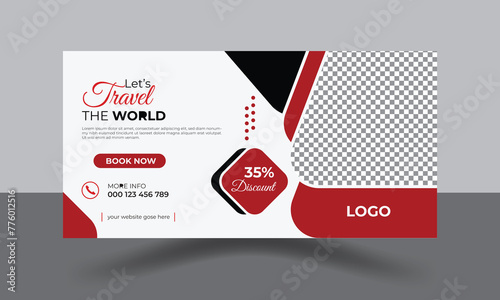 Travel agency vector web banner template.