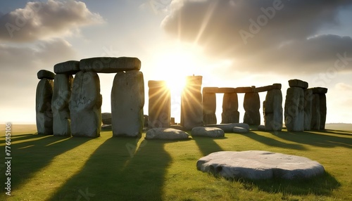 Captivating-Sunlit-Scene-Of-The-Stonehenge-Monume- photo