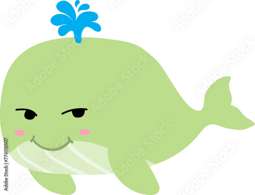 cute whale cartoon  sea animal