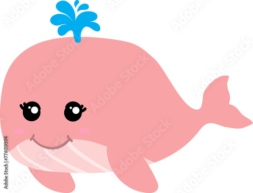 cute whale cartoon  sea animal