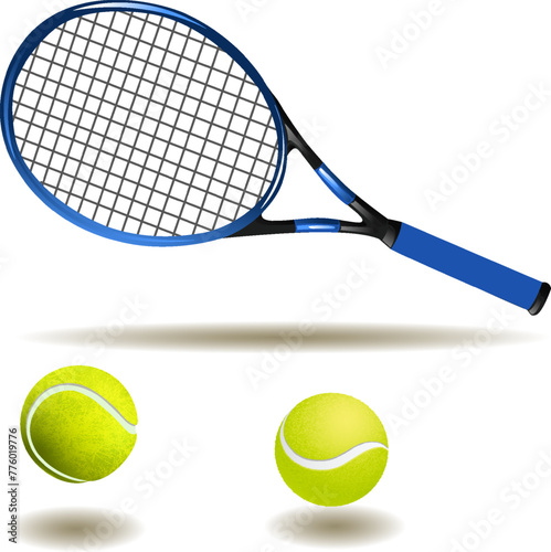 Tennis Ball And Racket Sport 3d Illustration Vector