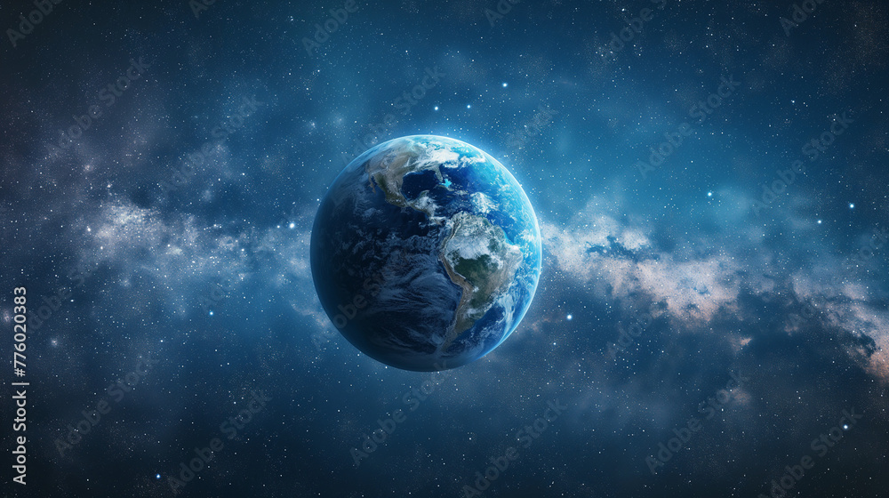 Obraz premium Three dimensional render of planet earth floating in outer space.