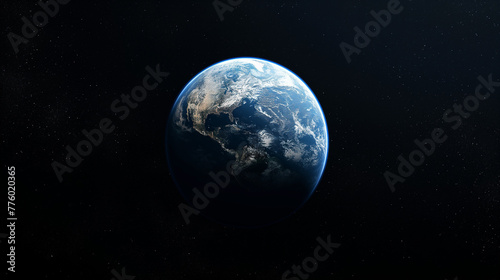 Three dimensional render of planet earth floating in outer space. © Wasin Arsasoi