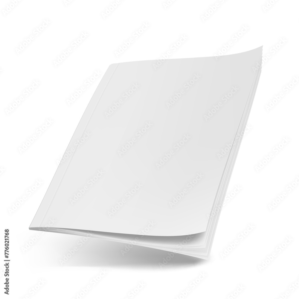 Flying Cover Of Clear Brochure Isolated On White Flying Cover Of Clear Brochure Isolated On White