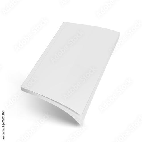 Flying Cover Of Clear Brochure Isolated On White