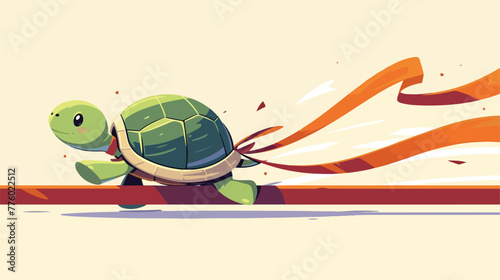Turtle wild animal run to the finish ribbon line 2d