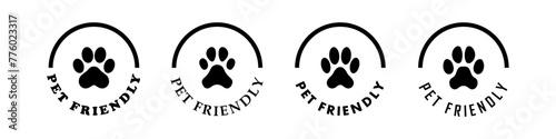 Pet Friendly sticker or label vector isolated in Flat Style. Best Pet Friendly icon vector for product packaging design element.