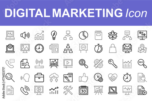 Digital Marketing icons, icons set,