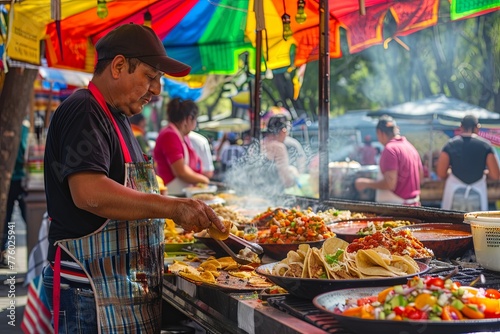 Vibrant street food scene in Mexico photo