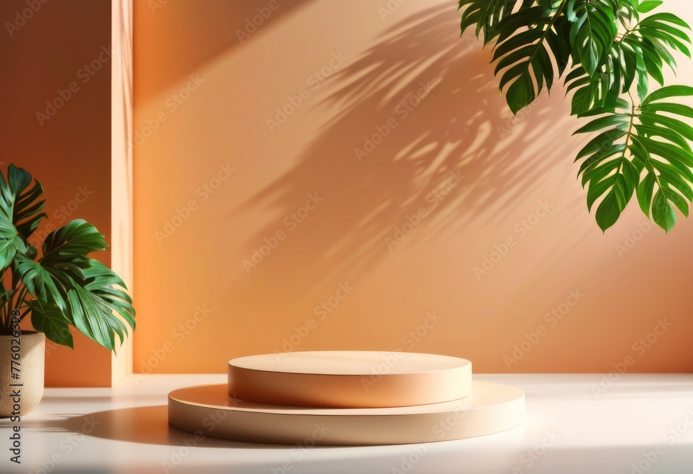 This minimalist setup provides an ideal backdrop for showcasing beauty skincare This minimalist setup provides an ideal backdrop for showcasing beauty skincare
