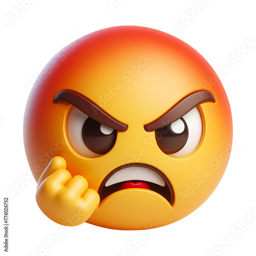 3d angry emoji icon. Realistic 3d high quality isolated render