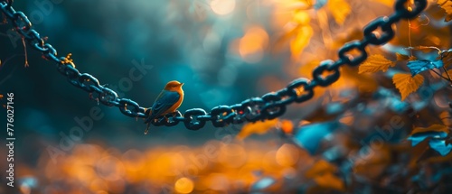 - Chains that become birds in the concept of freedom photo