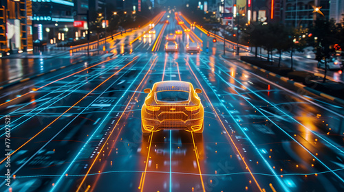 Automotive Technology MaaS ITS car, generative Ai photo