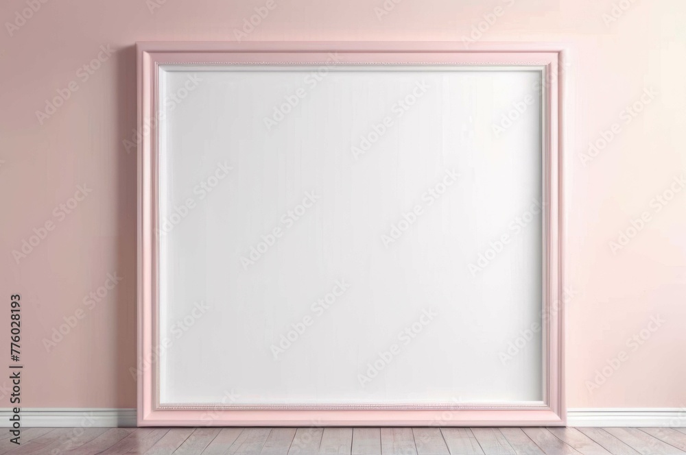 White Frame Hanging on Pink Wall in Room mockup White Frame Hanging on Pink Wall in Room mockup