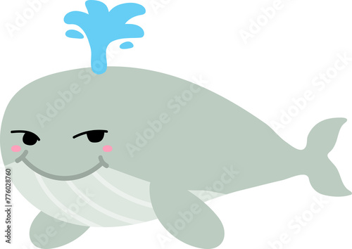 cute whale cartoon  sea animal