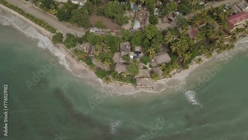 Aerial view of the small beach town of Kabik, Jacmel Haiti on the southern coast photo