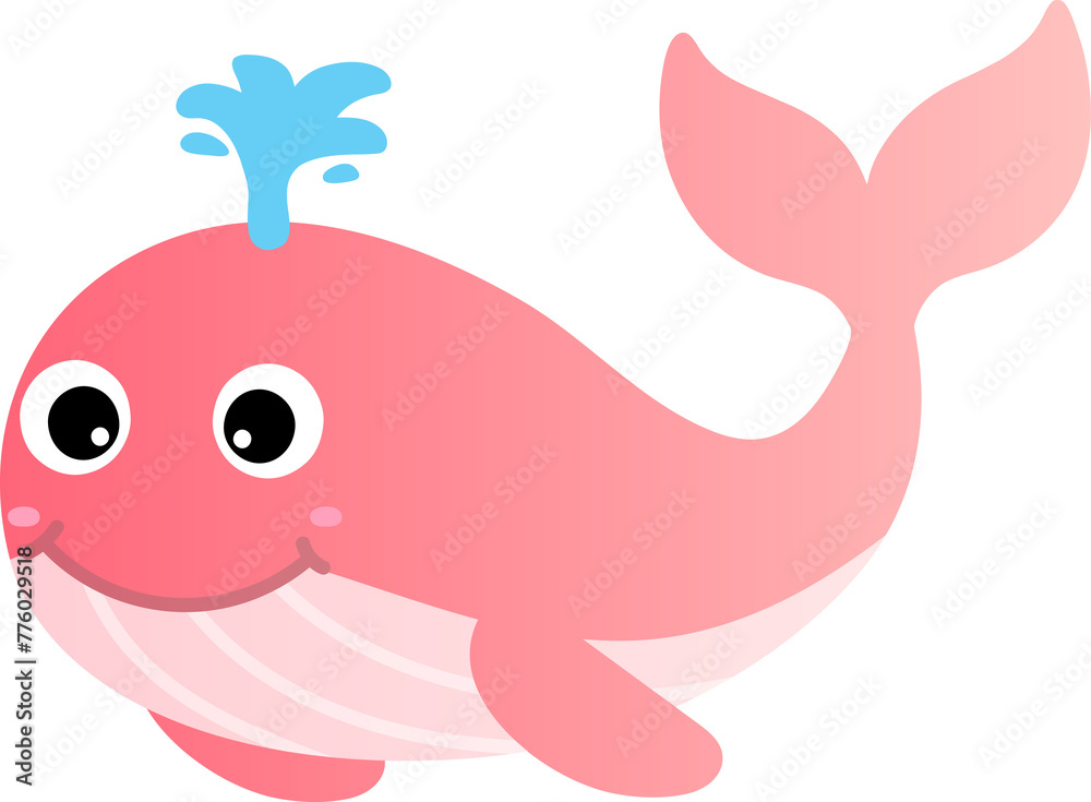 cute whale cartoon, sea animal