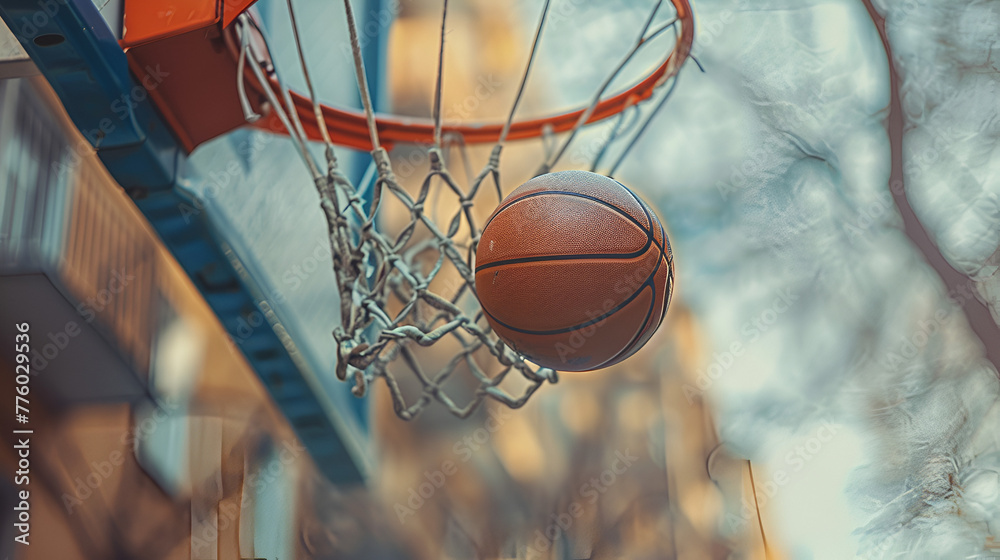 Ball in the basketball hoop, generative Ai