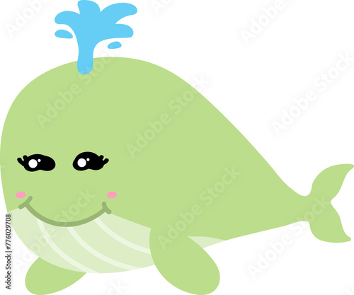 cute whale cartoon  sea animal