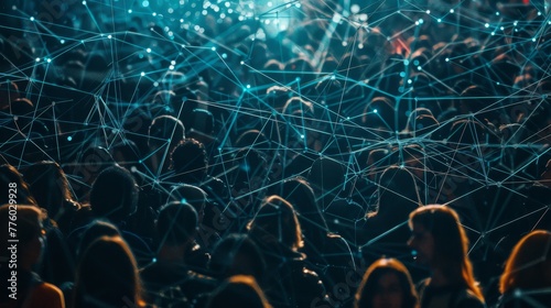 A web of connections crisscrossing through a crowd i  AI generated illustration photo
