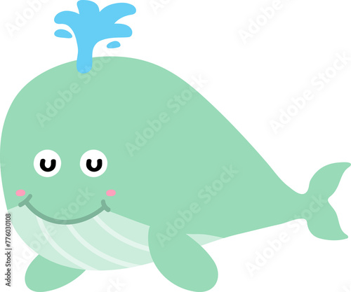 cute whale cartoon  sea animal