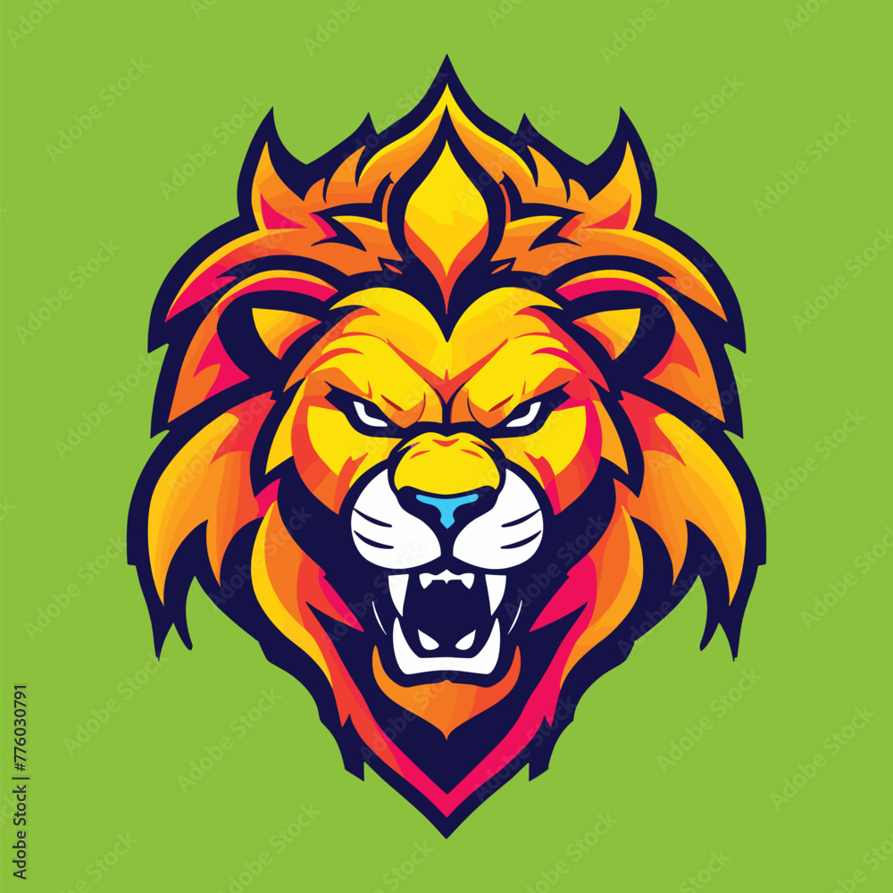 lion flame head mascot design template