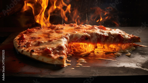 Pizza with prosciutto or parma ham pizza - Italian food style om oven