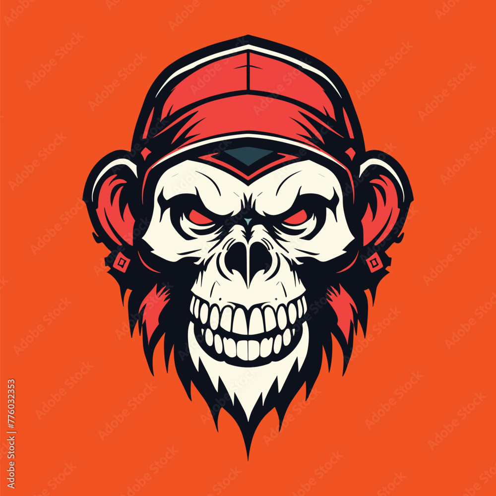 classical monkey head vector art