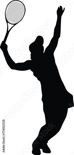 Women tennis player silhouette illustration in black vector