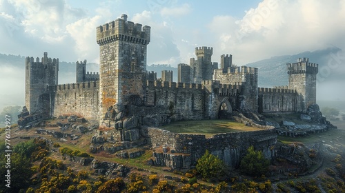 Medieval Castles  Photograph imposing castle structures  fortified walls  and majestic towers to depict medieval architecture 