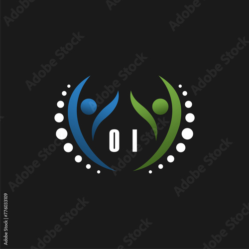 OI Initials medical health logo design templates vector