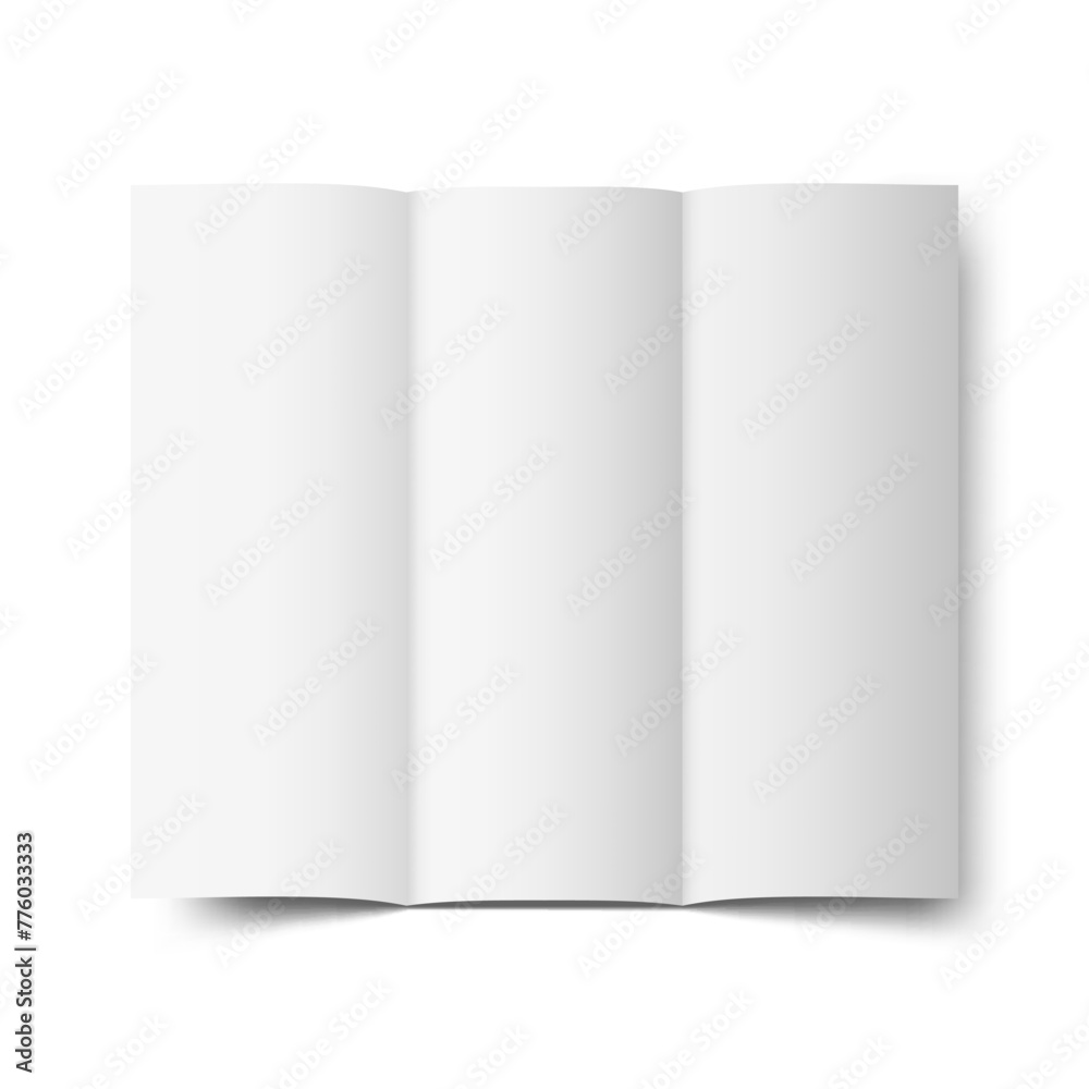 Blank Tri-Fold Open Brochure Cover On White