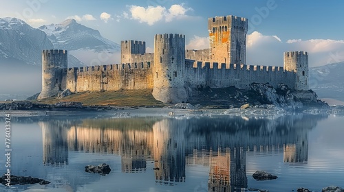 Medieval Castles  Photograph imposing castle structures  fortified walls  and majestic towers to depict medieval architecture 