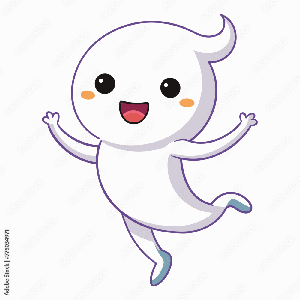 Halloween kawaii ghost character swiftly dancing Halloween kawaii ghost character swiftly dancing