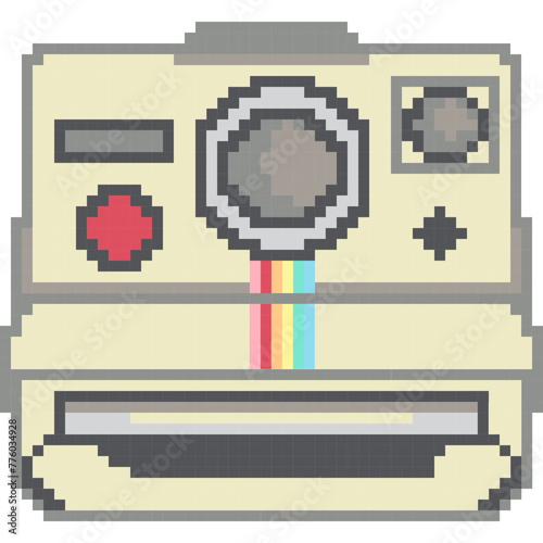 Camera cartoon icon in pixel style
