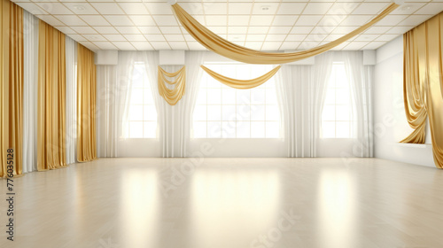 Empty ballet dance room with copy space