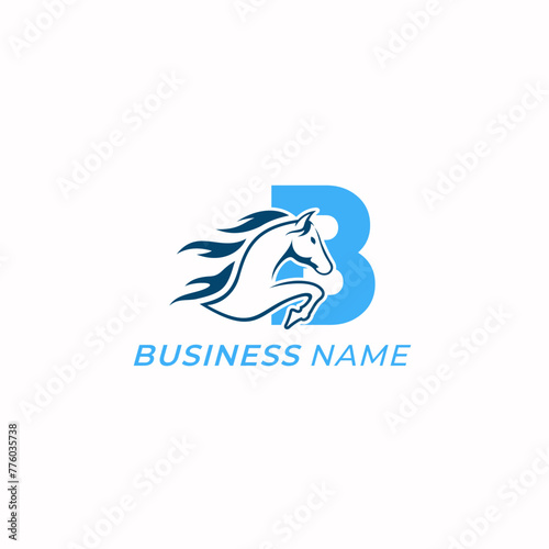 design logo creative letter B and horse