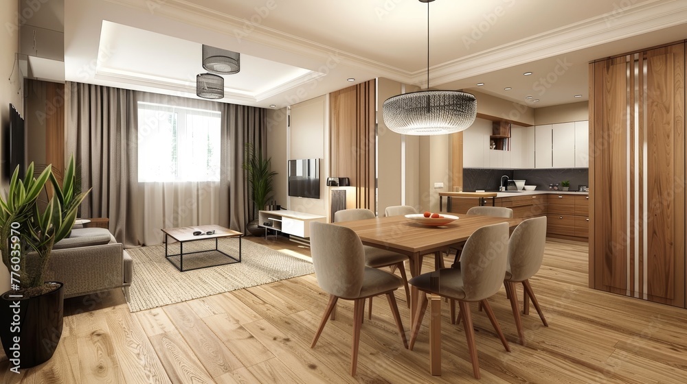 Dining area and furniture arrangement in the apartme AI generated illustration Dining area and furniture arrangement in the apartme AI generated illustration