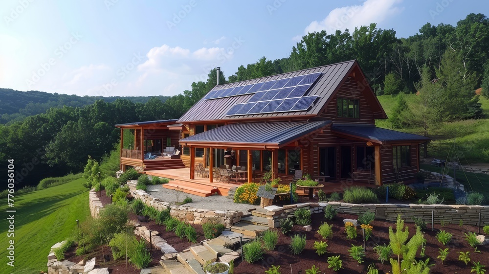 Eco-friendly living with solar power  AI generated illustration