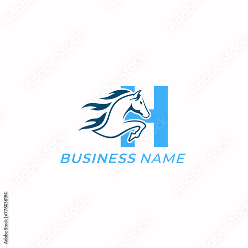 design logo creative letter H and horse