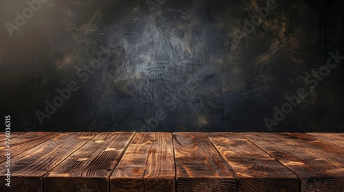 Empty wooden board table with a subtle sheen  AI generated illustration