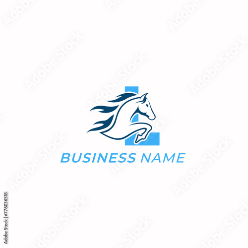 design logo creative letter L and horse