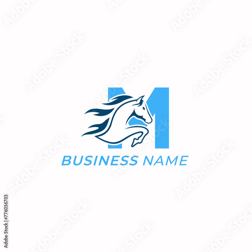 design logo creative letter M and horse