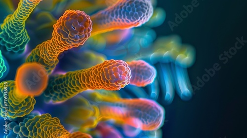 Focus on the mesmerizing colors of a microscopic bac AI generated illustration
