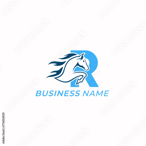 design logo creative letter R and horse