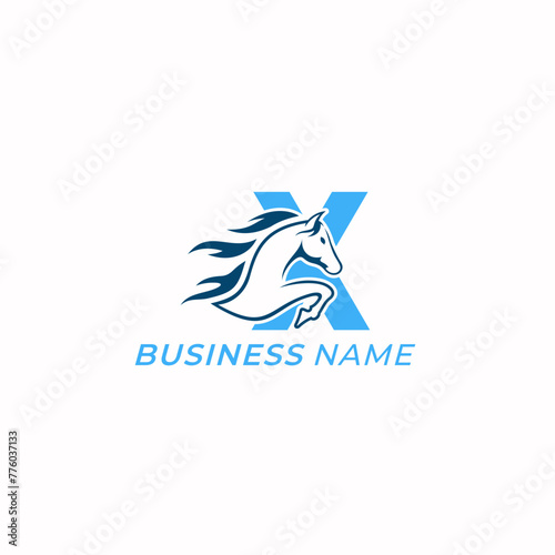 design logo creative letter X and horse