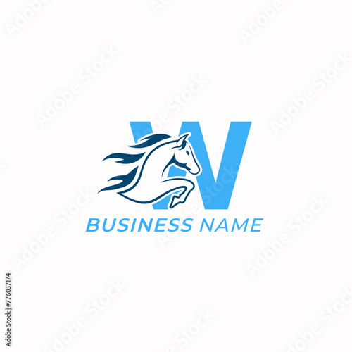 design logo creative letter W and horse